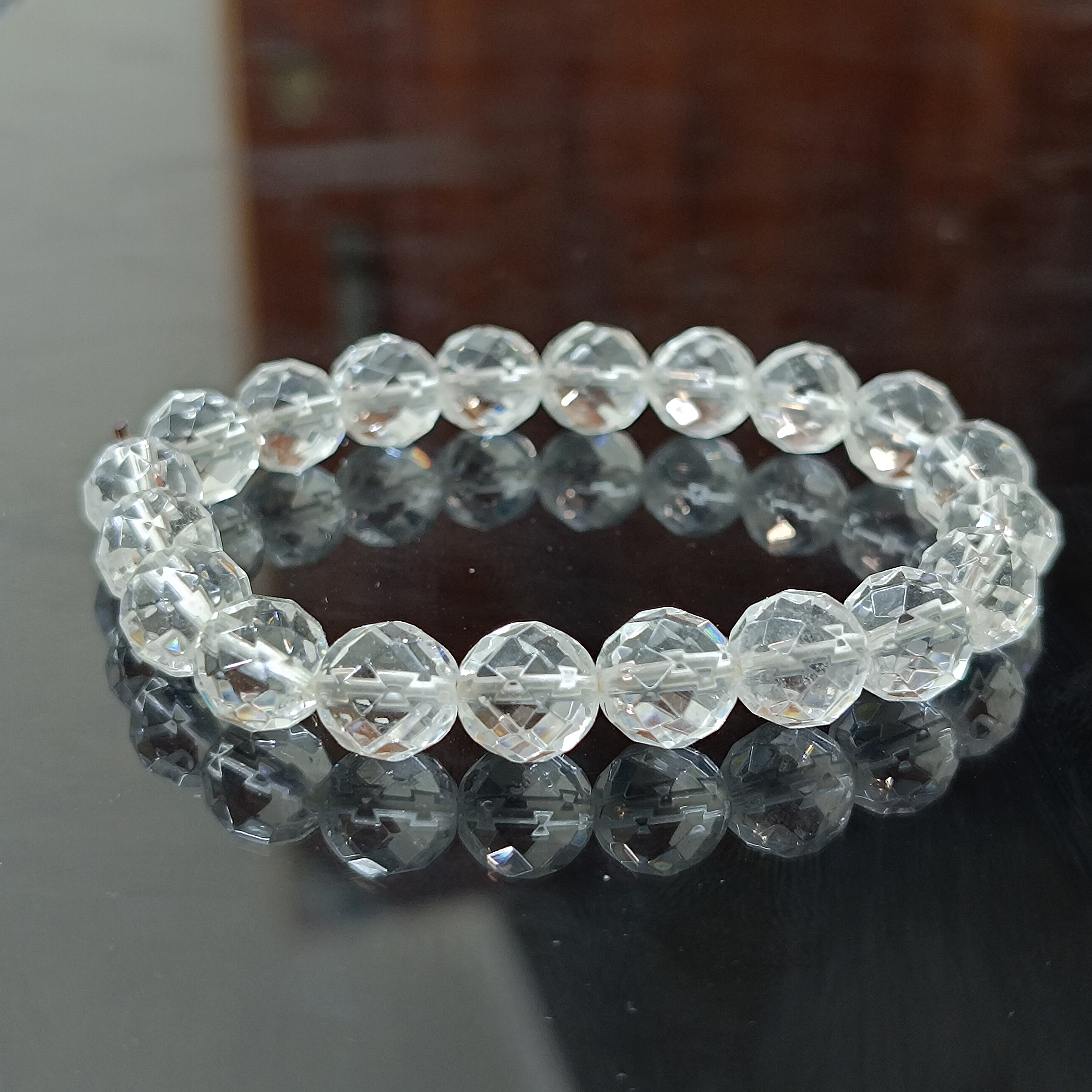 AAA+ Diamond Cut Natural Clear Quartz ( sphatik bracelet 8mm ) 