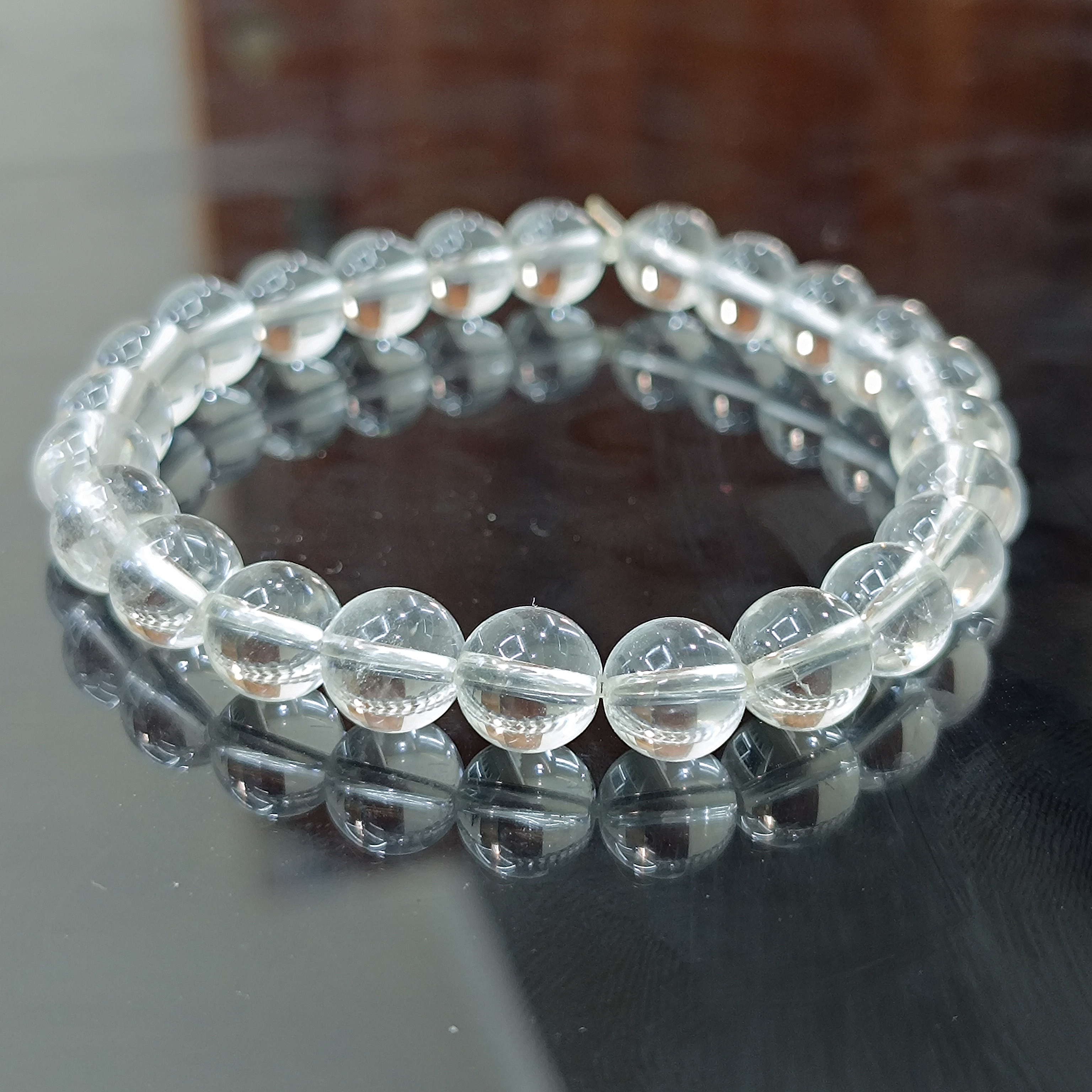 AAA+ plain Natural Clear quartz ( sphatik bracelet 8mm ) 
